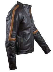 Mens Brown Black Biker Leather Jacket,Men's Pure Leather Jacket