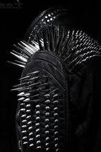 Load image into Gallery viewer, Studded Leather Jacket Women Handmade Full Black Punk Silver Long Spiked 
