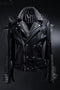 Studded Leather Jacket Women Handmade Full Black Punk Silver Long Spiked 