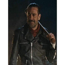 Load image into Gallery viewer, The Walking Dead Negan Jeffrey Dean Morgan Black Real Leather Jacket - leathersguru
