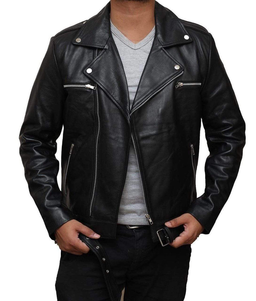The Walking Dead Negan Jeffrey Dean Morgan Black Real Leather Jacket - leathersguru