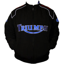 Load image into Gallery viewer, Triumph Black Motorcycle Genuine Real Leather Jacket For Men Front Zipper
