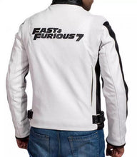 Load image into Gallery viewer, Two Tone Black White Racing Motorcycle Fast &amp; Furious Genuine Leather Handmade Jacket
