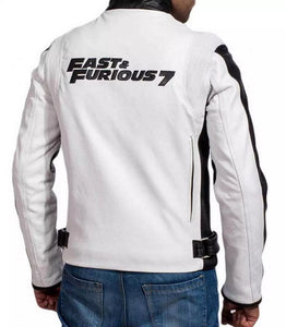 Two Tone Black White Racing Motorcycle Fast & Furious Genuine Leather Handmade Jacket