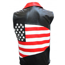 Load image into Gallery viewer, USA Flag Leather Motorcycle Vest for Men
