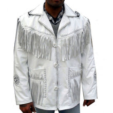 Load image into Gallery viewer, Western Motorbike Leather Jacket Suede Fringed &amp; Beaded
