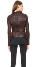 Load image into Gallery viewer, Women Leather Jacket Chocolate Brown Biker Motorcycle Lambskin Jackets - leathersguru
