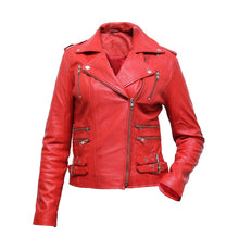 Load image into Gallery viewer, Women Pink Leather Biker Jacket,Stylish Fashion Jacket
