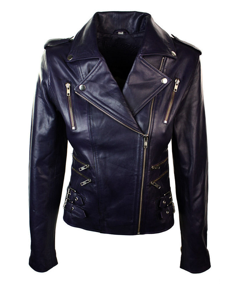 Women Leather Biker Slim Fit Retro Jacket,Fashion Leather Jacket For Women