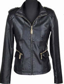 Women black leather Jacket front zipper, women Stylish Black biker Leather Jacket, women Leather Jacket