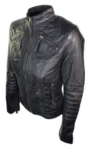 Womens Vintage Style Sheep Leather Slim Fit Biker Retro Black Jacket - leathersguru