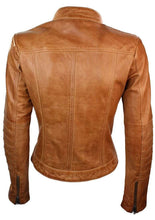Load image into Gallery viewer, Women&#39;s Ladies Vintage Style Sheep Leather Slim Fit Biker Retro Jacket - leathersguru
