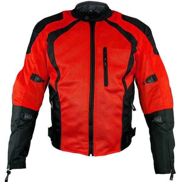 Xelement 'Cyclone' Men's Black/Red Mesh Tri-Tex Armored Motorcycle Jacket