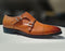 Handmade Men's Brown Leather Double Monk Strap Shoe - leathersguru