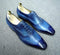 Men's Leather Blue Color Wing Tip Brogue Shoes - leathersguru