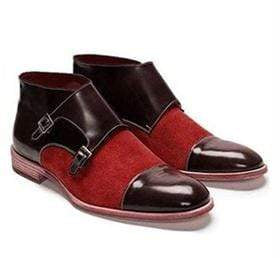 Bespoke Monk Brown Red Leather Suede Boot - leathersguru