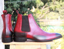Handmade Black Burgundy Leather Chelsea Boots - leathersguru