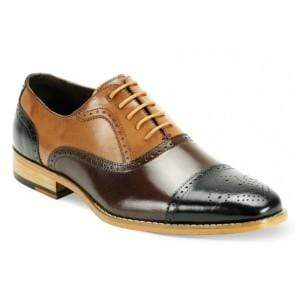 Handmade Men's Leather Tan Brown Black Cap Toe Brogue Shoes - leathersguru