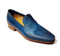 Handmade Blue Leather Round Toe Loafers - leathersguru