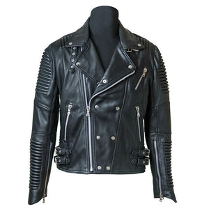 Black Lamb Skin Leather Jacket,Men's Stylish Jacket