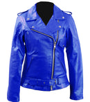 Blue Leather jacket Brando Look back For Men's
