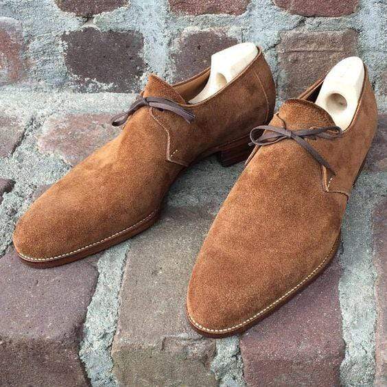Handmade Men's Suede Brown Slip On Loafer Shoes - leathersguru
