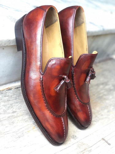 Handmade Men's Leather Loafers Split Toe Shoes - leathersguru