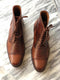 Handmade Men's Ankle High Brown Leather Cap Toe Boot - leathersguru