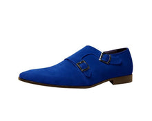Load image into Gallery viewer, Bespoke Blue Suede Monk Strap Shoe for Men - leathersguru
