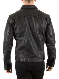 New Handmade Black Color Stylish Leather Casual Button Jacket - leathersguru