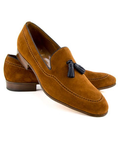 Tan Loafer Suede Shoes,Handmade Men's Party Shoes