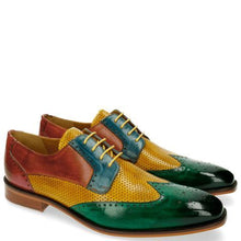 Load image into Gallery viewer,  Green yellow Wing tip Oxford Shoes Dress Party Shoes Men Leather Brogues Shoes
