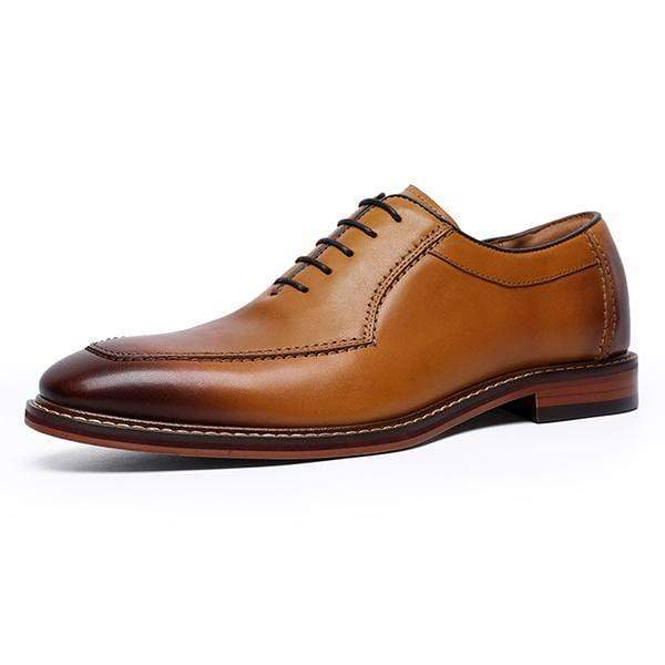 Handmade Men's Leather Tan Brown Square Toe Lace Up Shoes - leathersguru
