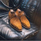Handmade Men's Suede Tan Derby Shoes - leathersguru