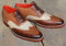 Bespoke Brown White Leather Wing Tip Lace Up Shoes - leathersguru