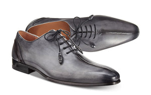 Bespoke Gray Leather Split Toe Lace Up Shoe for Men - leathersguru