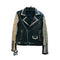 Men's Punk Style Golden Studded Black Zipper Leather Jacket 