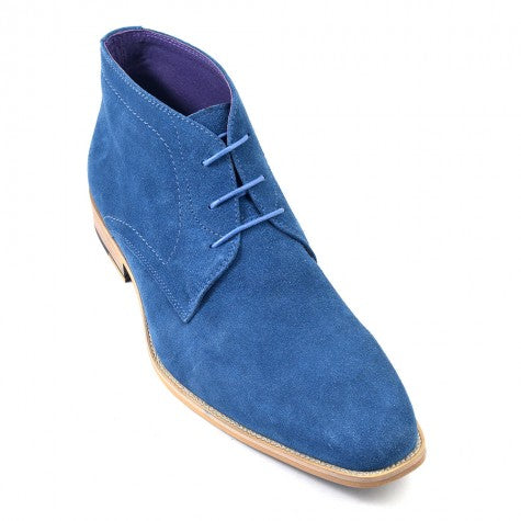 Handmade Men blue Suede casual Chukka Half Ankle boots - leathersguru