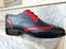 Bespoke Navy Blue Red Leather Wing Tip Shoes for Men's - leathersguru