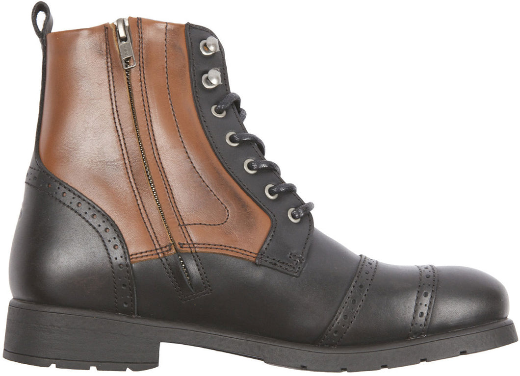 Bespoke Black Brown Ankle High Leather Side Zip Cap Toe Boot - leathersguru