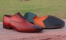Handmade Men's Leather Maroon Derby Brogue Shoes - leathersguru