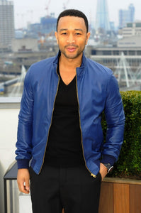 Handmade Blue Color Leather Jacket, Men's Fashion Celebrity Jacket