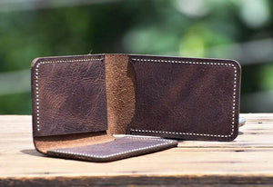 Men's Minimal Hand stitched Card Holder, Leather wallet, Groom Gift, Gift Wallet, Wedding gift - leathersguru