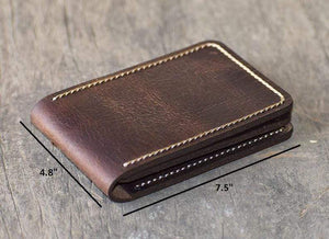 Men's Minimal Hand stitched Card Holder, Leather wallet, Groom Gift, Gift Wallet, Wedding gift - leathersguru