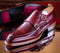 Men's Burgundy Color Double Monk leather shoes Men Dress Formal Straps Square Toe Shoes