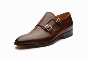 Bespoke Brown Leather Double Monk Strap Shoe for Men - leathersguru