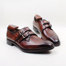 Load image into Gallery viewer, Bespoke Brown Derby Shoes Double Monk Straps Leather Shoe, Men Shoes,Dress Shoes - leathersguru
