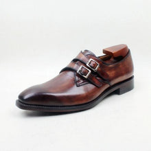Load image into Gallery viewer, Bespoke Brown Leather Monk Strap Shoe for Men - leathersguru
