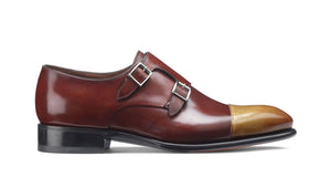 Bespoke Two Tone Leather Monk Strap Shoes for Men's - leathersguru
