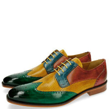 Load image into Gallery viewer,  Green yellow Wing tip Oxford Shoes Dress Party Shoes Men Leather Brogues Shoes
